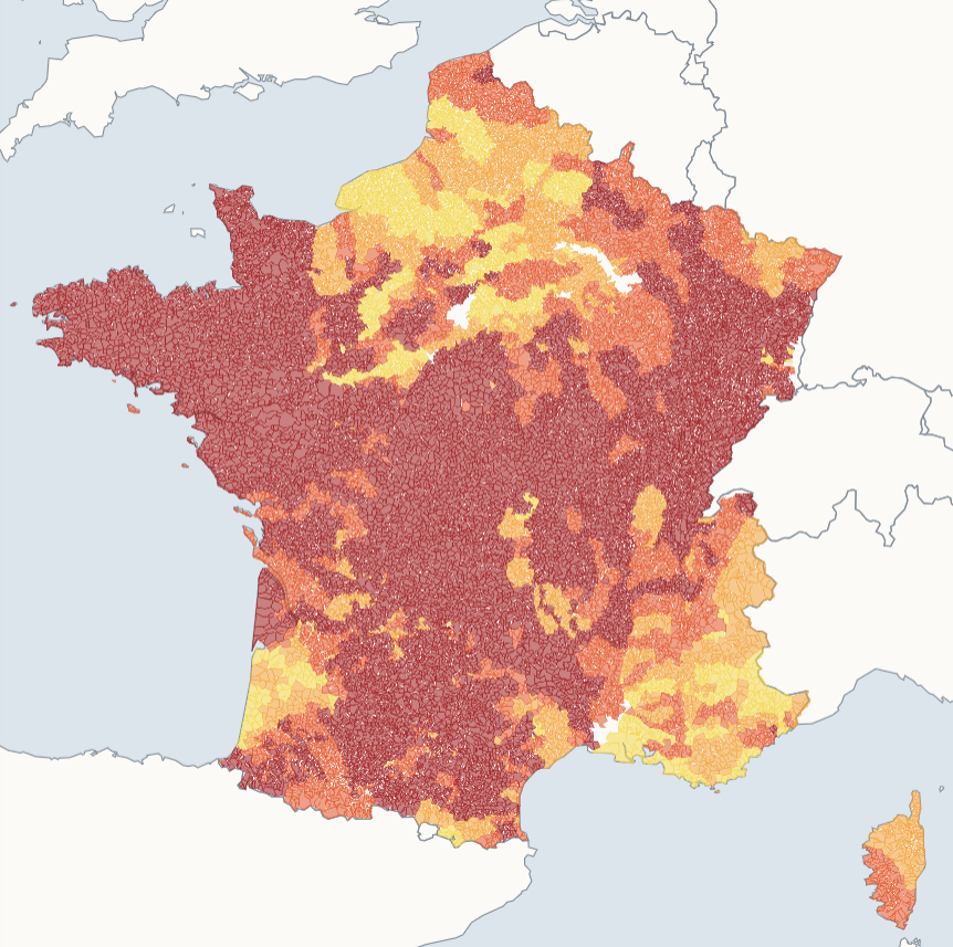 Map of drought restriction orders in France, summer 2026