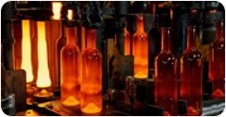 Glass bottles in production at an end-user plant